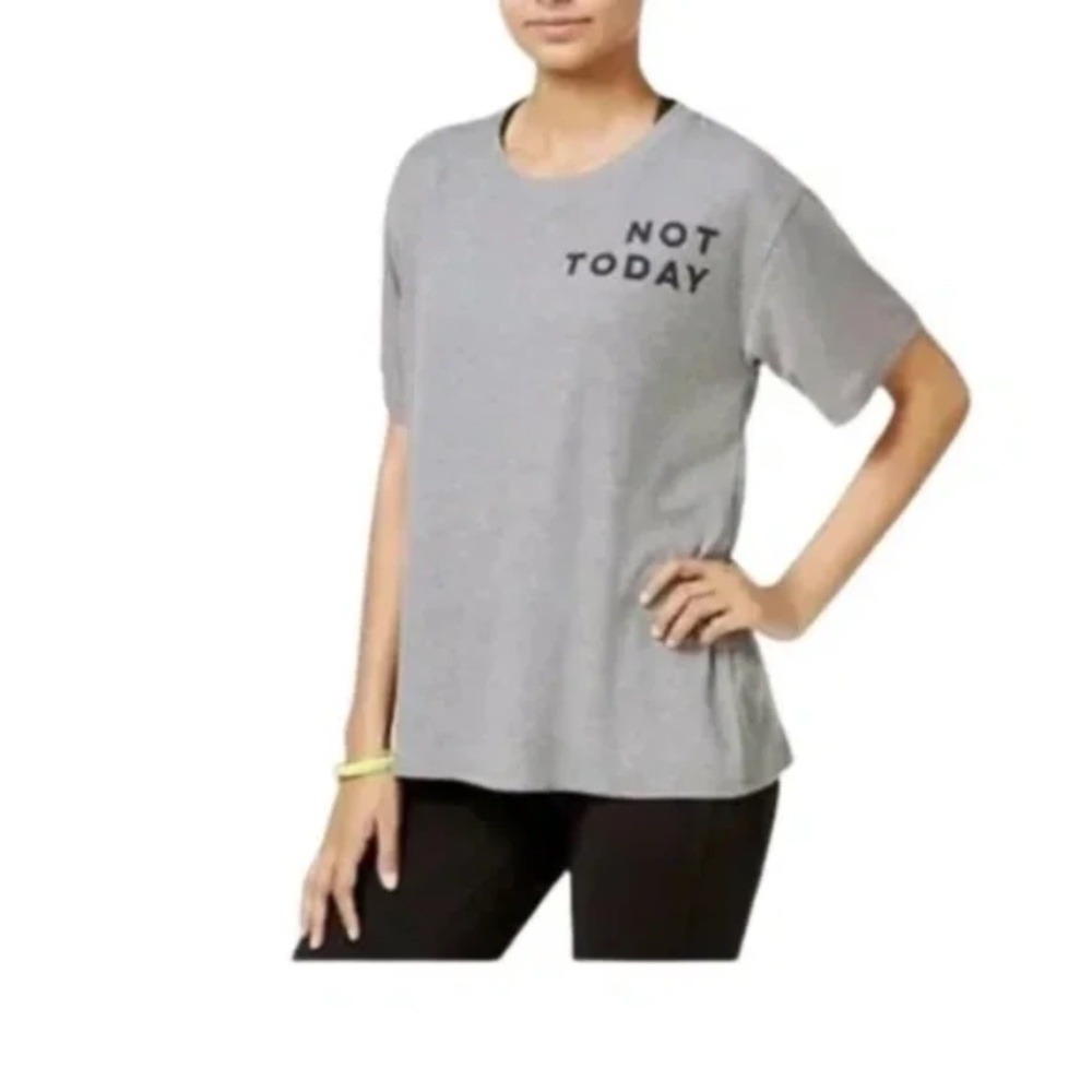 Material Girl Active Grey Shirt "not today maybe tomorrow" Size L
